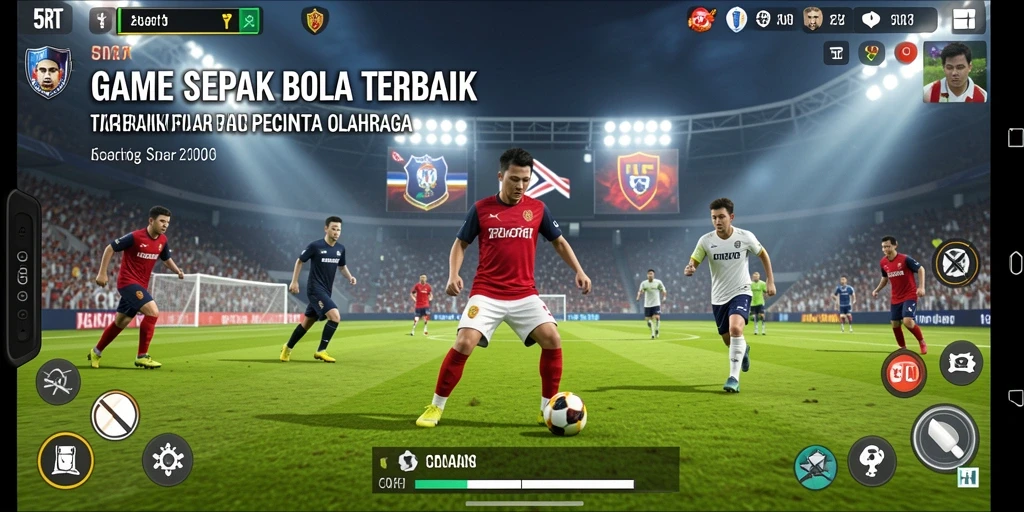 Screenshot gameplay 5RT menampilkan aksi seru di lapangan sepak bola.