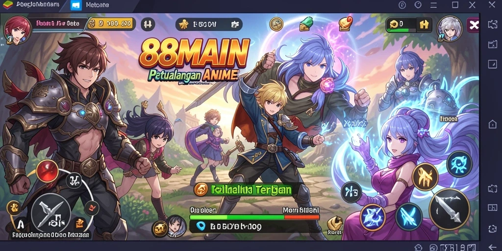 Tampilan gameplay seru dalam dunia Anime penuh warna.