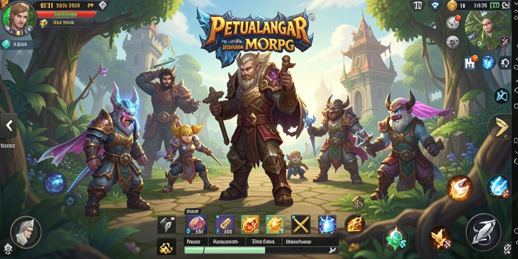 Screenshot gameplay dari 8II menunjukkan pertempuran epik di dunia MMORPG.