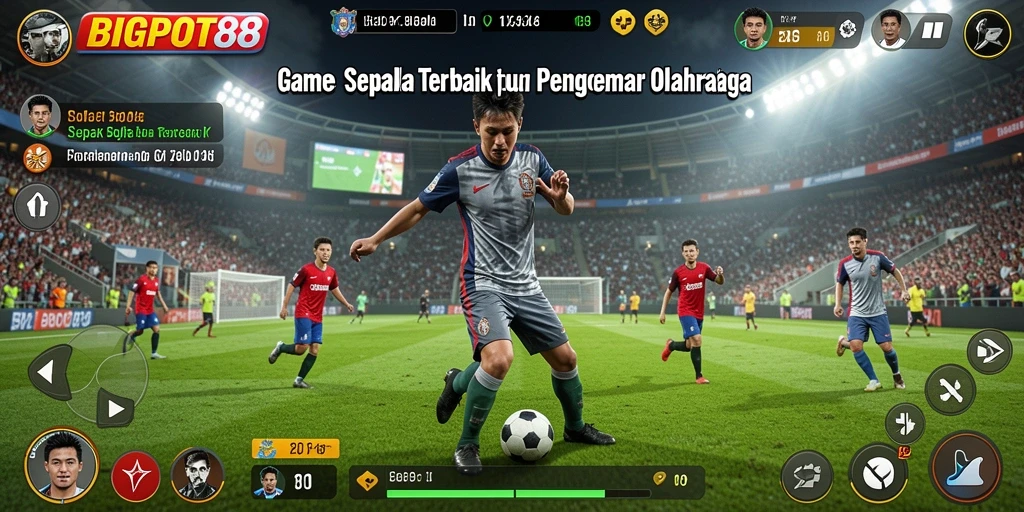 Tampilan gameplay seru dari BIGPOT88 dengan aksi sepak bola mendebarkan.