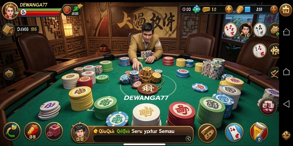 Tampilan menawan dari gameplay QiuQiu DEWANAGA77.