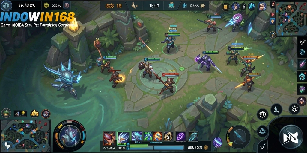 Screenshot gameplay seru dari INDOWIN168 dengan pertarungan tim yang intens.