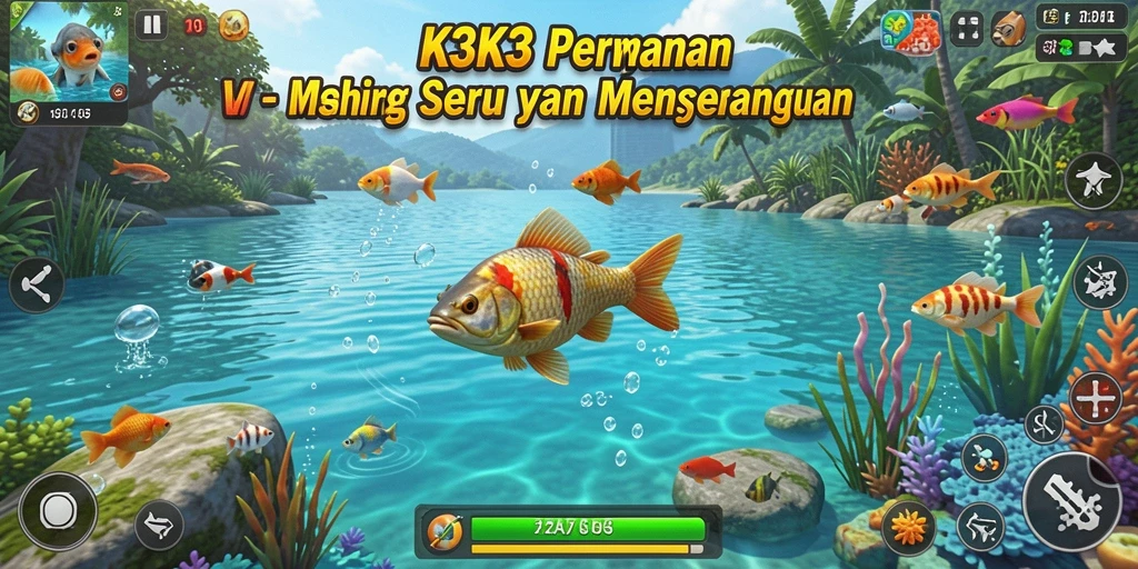 Tampilan gameplay K3K3 yang menakjubkan dan seru saat memancing.