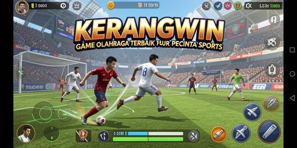 Screenshot dari gameplay KERANGWIN yang menampilkan aksi seru di lapangan.