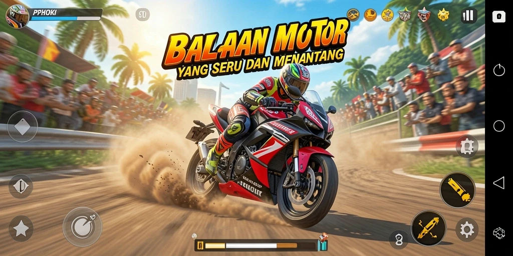 Screenshot PPHOKI menampilkan pesona balapan motor yang memukau.