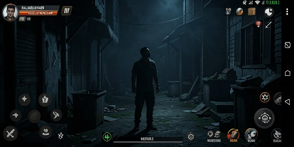 Tampilan gameplay RAJABUAYA89 yang mendebarkan dengan suasana horor yang kental.