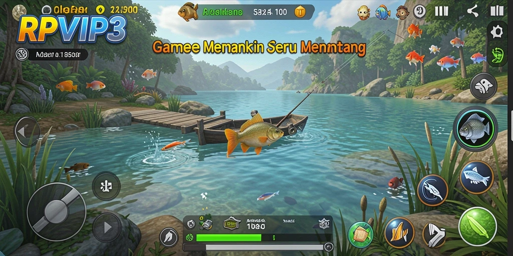 Screenshot RPVIP3 menampilkan aksi memancing yang mendebarkan.